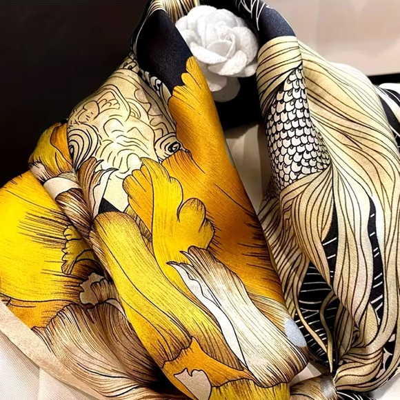 100% Pure Silk Satin Scarf High-Quality - Square Scarves. Bag Wrist/Scarf - Picture 2 of 9